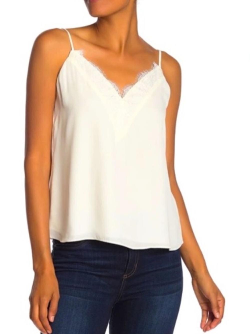 Socialite Lace Eyelash Trim Adjustable Strap Lined Camisole